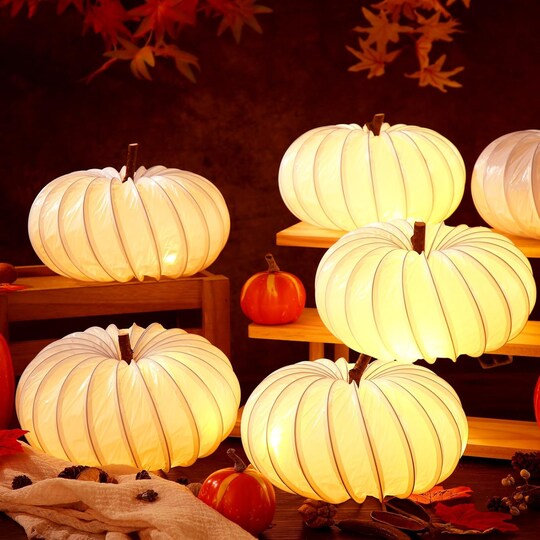 Citrus; 6 Pack DIY Pumpkin Paper Lanterns – Halloween & Fall Decorations, 6 Inch (White); Category:Fall Outdoor Decor; Image:1